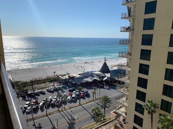 Gulf and beach view from the balcony of condo 1236 in Panama City Beach